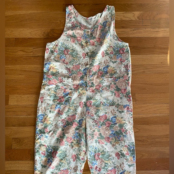 Vintage At Last & Company retro floral romper jumper/overalls - Picture 2 of 8